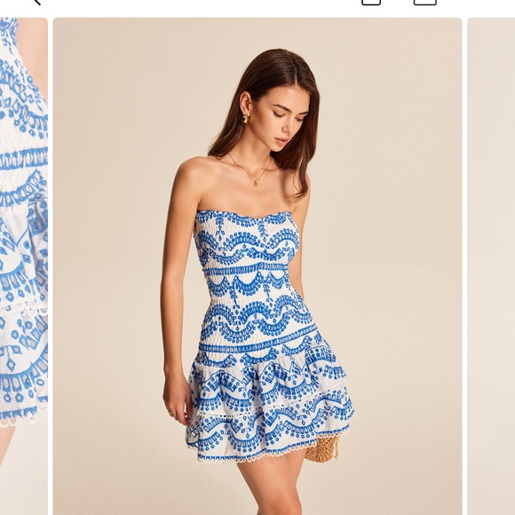 Commense Flirty Blue and White Strapless Mini Dress NWOT - Picture 1 of 8